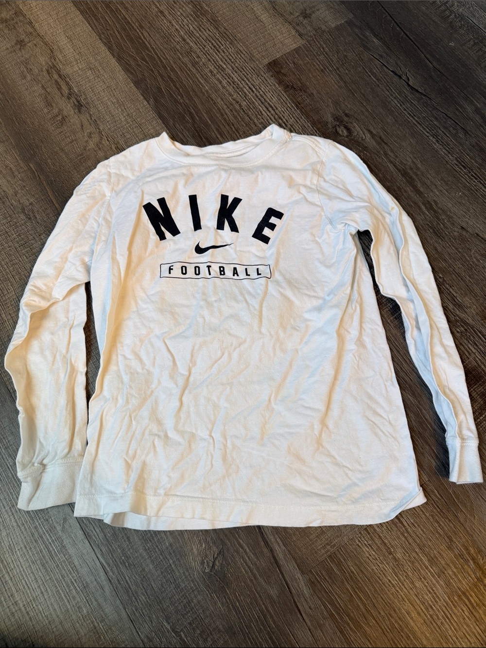 Nike White Long-Sleeve Football Logo Tee for Kids